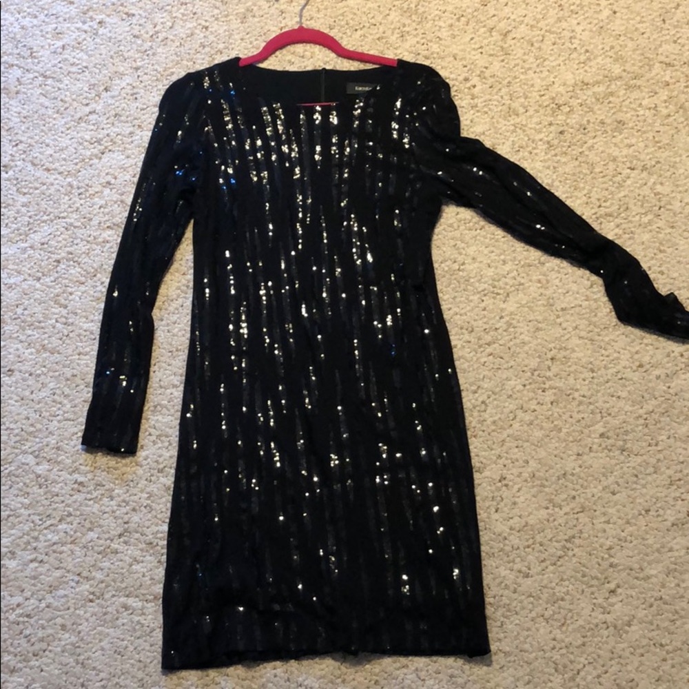 Black on Black Sequin Long Sleeve Dress